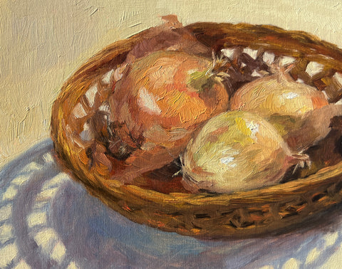 Onions in Basket - Original Oil Painting
