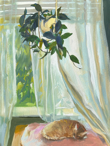 Sleeping Under the Hoya - Original Gouache Painting