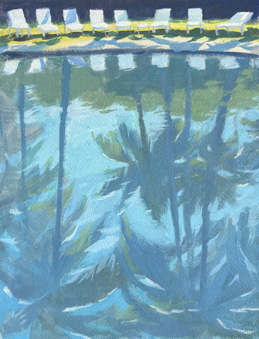 Palm Reflections at the Andaz - Original Gouache Painting