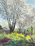 Spring in the Garden - original Gouache painting