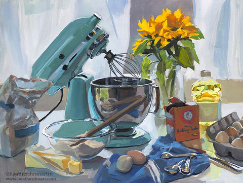 Morning Baking - Original Gouache Painting