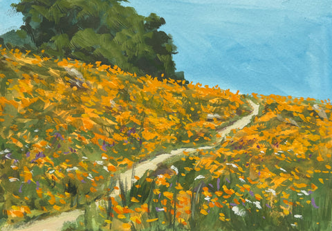 Poppy Path - Original Gouache Painting