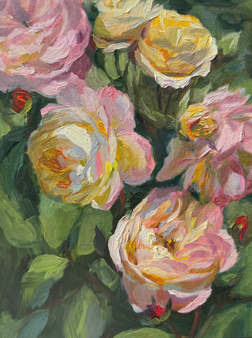 Front Yard Roses - Original Oil Painting