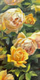 Yellow Roses at the Garden - Original Oil Painting