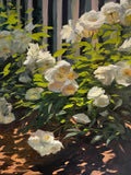 Fenceline White Roses - Original Oil Painting