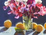 Sweet Peas and Lemons in Sunshine - Original Gouache Painting