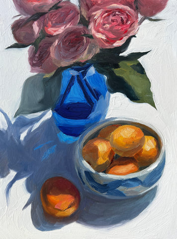 Apricots and Roses - Original Oil Painting