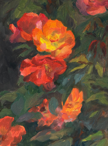 Fire Roses - Original Oil Painting