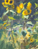 Goldfinch and Sunflowers - Original Gouache Painting
