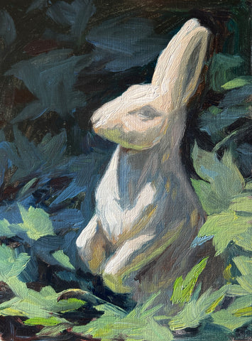 Bunny in Hops - Original Oil Painting