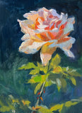 Single Rainbow Rose - Original Oil Painting