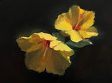 Yellow Hibiscus Pair - Original Oil Painting