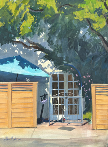 Royal Tea Garden Side Door - Original Gouache Painting