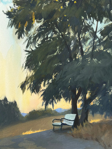 Favorite Bench - Original Gouache Painting