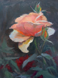 Single Rose Before Sunrise - Original Oil Painting
