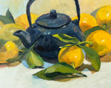 Lemons and Blue Teapot - Original Oil Painting