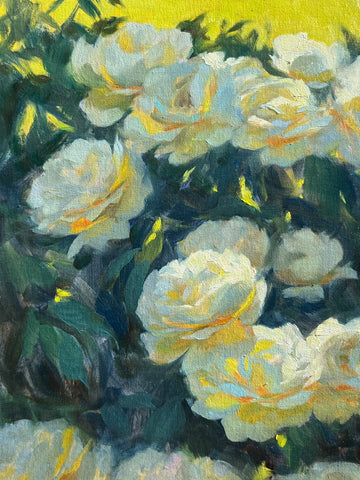 Yellow Shaded Roses - Original Oil Painting