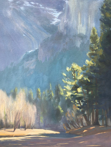 The Blue Wall - Original Gouache Painting