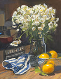 Feverfew and Lemons - Original Gouache Painting