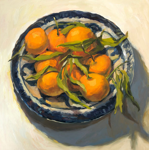Oranges in Blue Bowl- Original Oil Painting