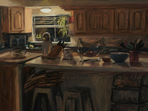 Kitchen at Night - Original Oil Painting