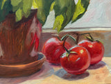 Tomatoes and Basil - Original Oil Painting