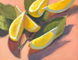 Lemons on Peach - Original Gouache Painting