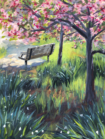 Japanese Crabapple Blossoms - Original Gouache Painting
