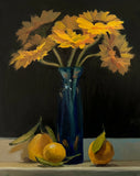 Night Sill  Sunflowers and Lemons - Original Oil Painting