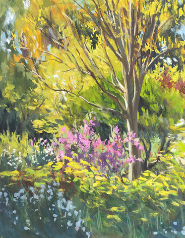 Spring in the Gardens - Original Gouache Painting