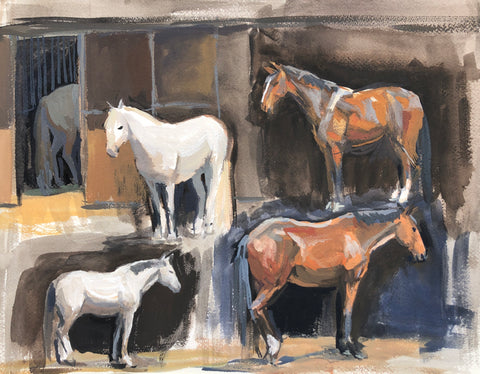 Horses - Original Gouache Painting