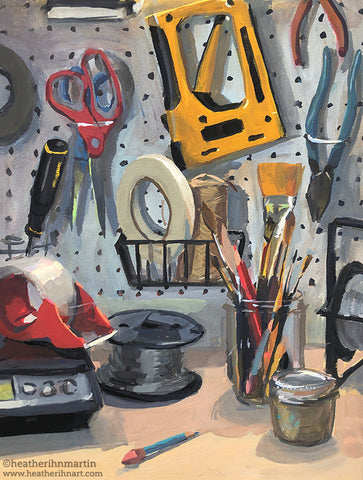 Tools of the Trade - Original Gouache Painting