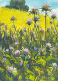 Thistle and Mustard - Original Gouache Painting