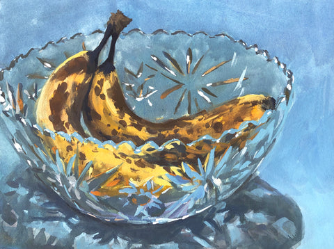 Bananas in Crystal - Original Gouache Painting