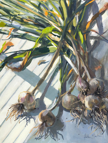 Garlic Harvest - Original Gouache Painting
