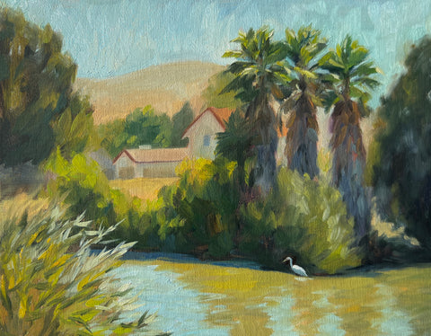 Egret Palms - Original Oil Painting