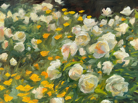 Roses and Poppies - Original Oil Painting