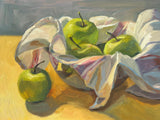 Green Apples in Bowl - Original Oil Painting