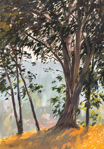 Between the Eucalyptus Trees - FRAMED - Original Gouache Painting
