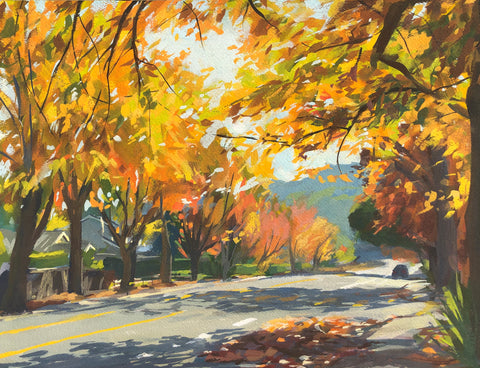 Autumn Road to Diablo - Original Gouache Painting