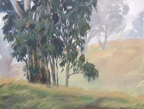 Fog on Limeridge - FRAMED - Original Gouache Painting