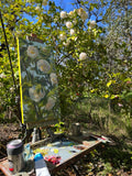 White Camellias under a Blue Sky - Original Oil Painting