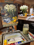 Feverfew and Lemons - Original Gouache Painting