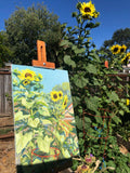 Sunflowers in the Sky - FRAMED - Original Gouache Painting