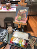 Lunchbag and Pear - Original Gouache Painting