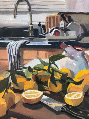 Kitchen Lemons - Original Gouache Painting