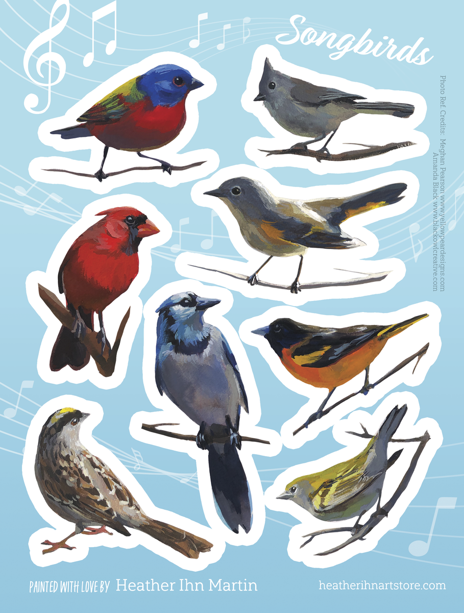 Songbirds Sticker Sheet – Heather's Fine Art