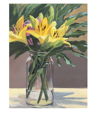 Yellow Lilies - Original Gouache Painting